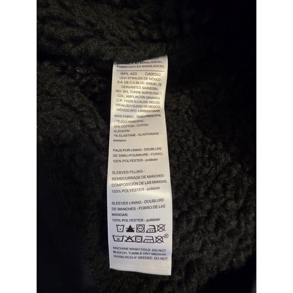 Levi’s Men's Relaxed Fit Button Front Sherpa Trucker Jacket XXL Black Canvas NEW - Picture 14 of 15